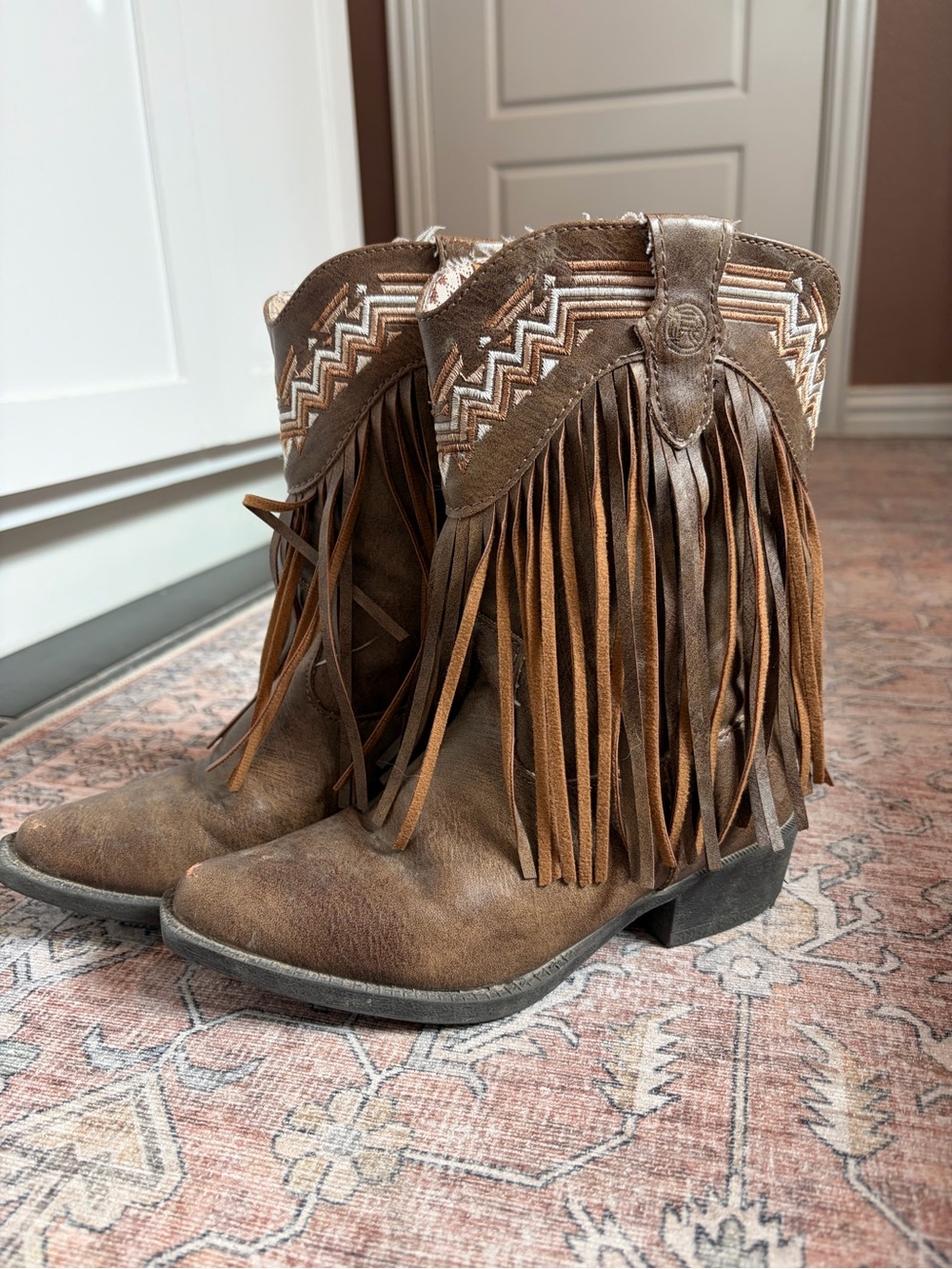 Roper Fringed Brown Western Cowgirl Boots